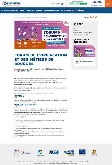 Site Orientation du GIP Alfa Centre-Val de Loire : page interne 2