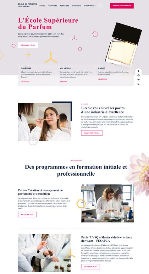 Ecole Supérieure du Parfum : page d'accueil