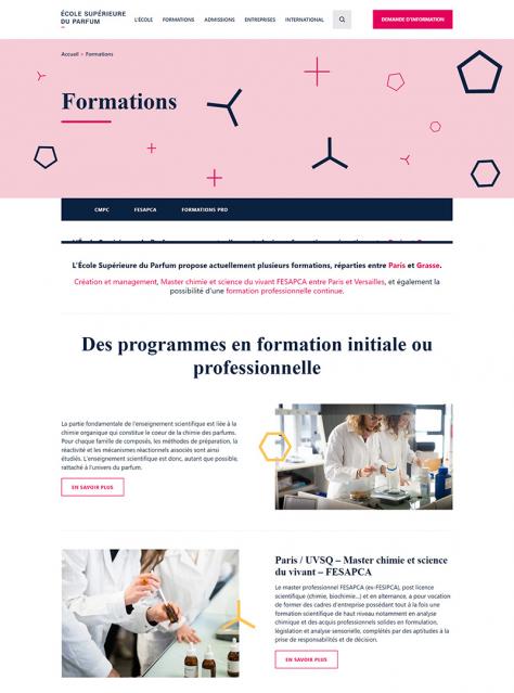 Ecole Supérieure du Parfum : page formations