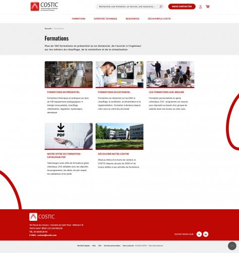 Page liste formations du site COSTIC