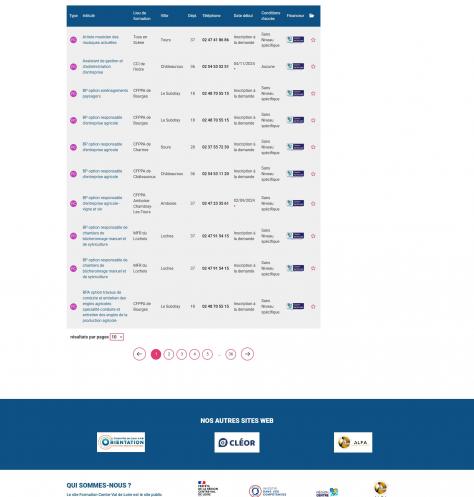 Page liste formations du site Formation Centre-Val de Loire