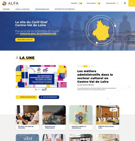 Page d'accueil du site GIP Alfa Centre