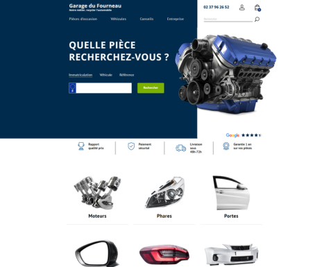 Page d'accueil du site internet de Garage du Fourneau