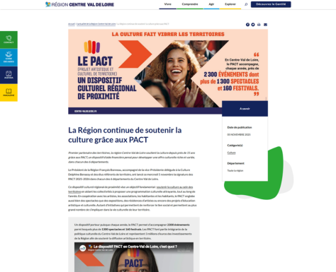 Région Centre Val de Loire - Exemple de page article